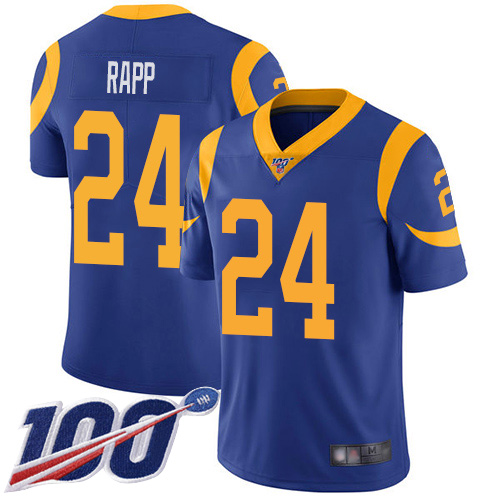 Los Angeles Rams Limited Royal Blue Men Taylor Rapp Alternate Jersey NFL Football #24 100th Season Vapor Untouchable